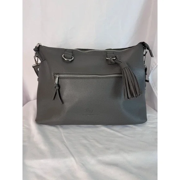Willow Wood Gray Tote Bag Crossbody Purse Front Pocket Tassel Accent - Picture 1 of 12